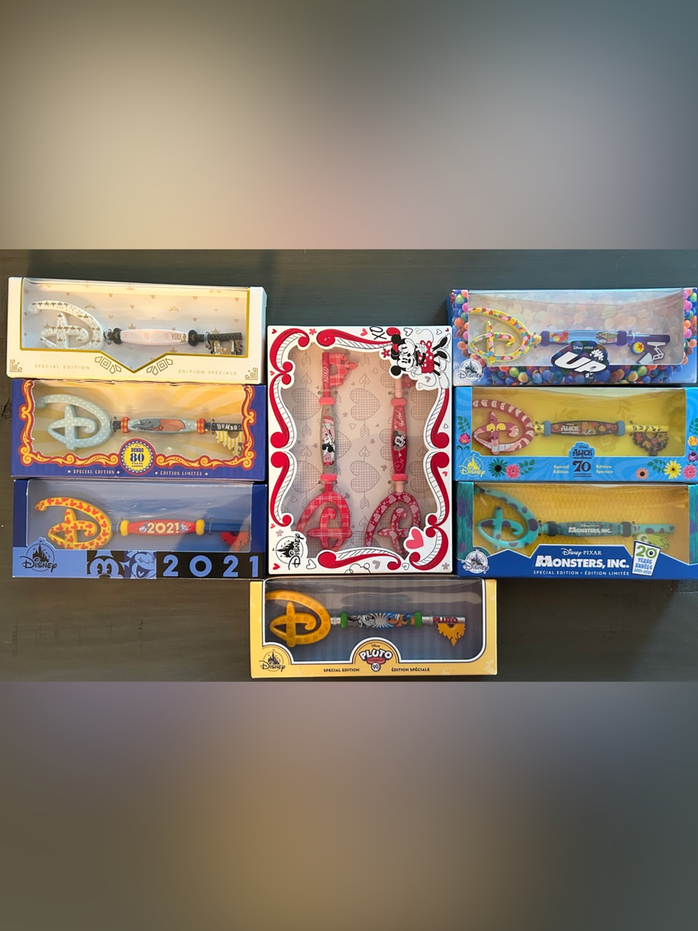 Disney Collectible Mickey & Character Keys - Red, Yellow, Blue, Pink, Gold